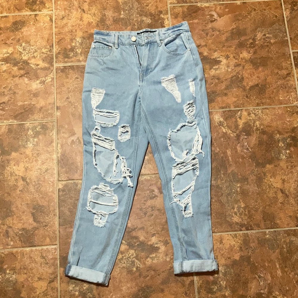 ripped blue jeans
